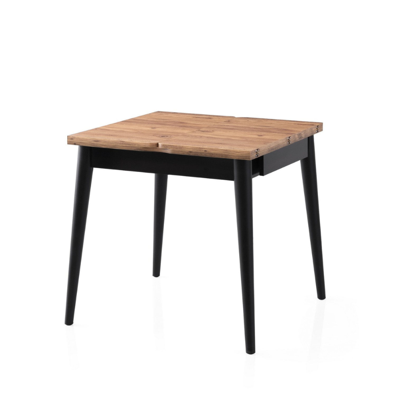 Table à manger extensible 4 personnes style industriel bois et noir 80 cm FETHIYE