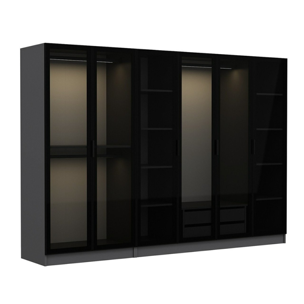 Dressing avec étagères et penderie - 15 espaces de stockage - 270 x 210 x 52 cm YAGETA