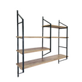 Etagère murale design en métal - 4 rangements - bois et noir BATUMI