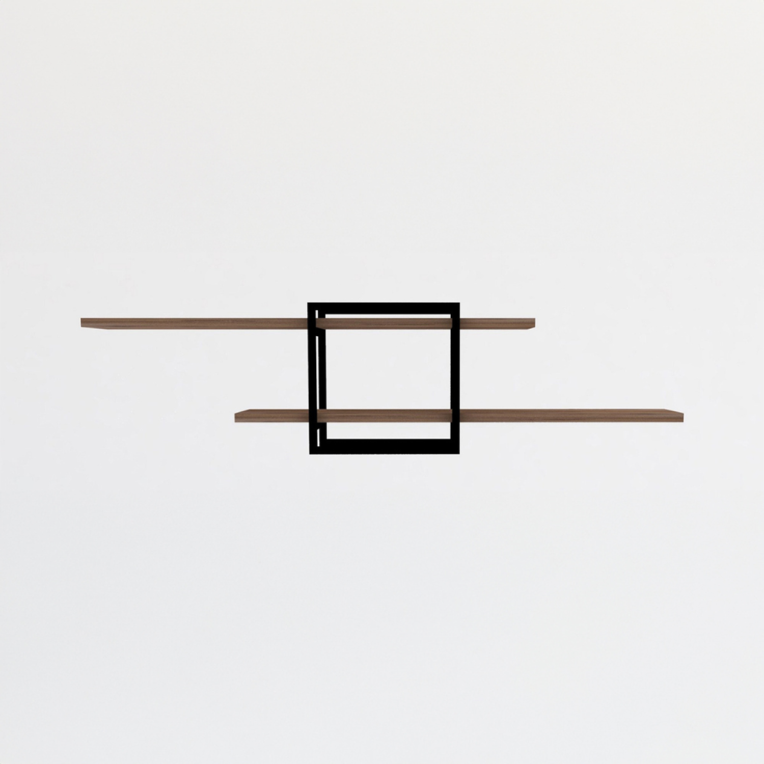 Etagère murale design - 2 rangements - bois et noir VARNA