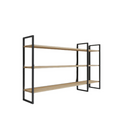 Étagère murale design en métal - 3 rangements - bois et noir LURU
