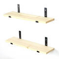 Étagère murale en bois d'épicéa et métal - 2 rangements - bois et noir MUSE