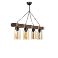 Suspension filaire 4 lampes bois et métal BODRUM