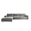 Canapé d'angle gauche 4-5 places en velours gris SOUTH