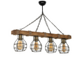 Suspension filaire 4 lampes bois et métal VIENNE