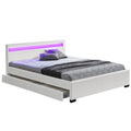 Lit coffre avec LED 160 x 200 cm blanc NEXUS