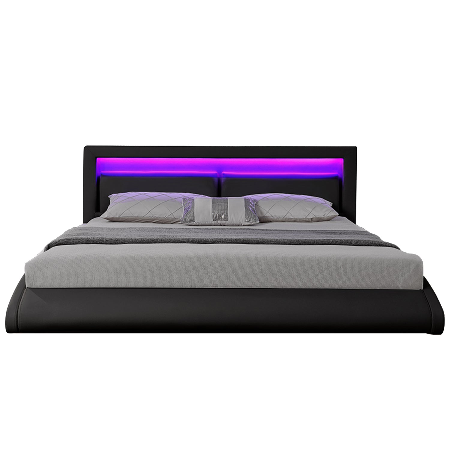 Lit avec LED 160 x 200 cm en PU noir TITA