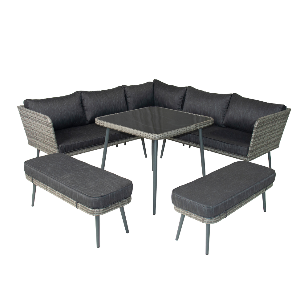 undefined salon de jardin 9 places résine tressée anthracite