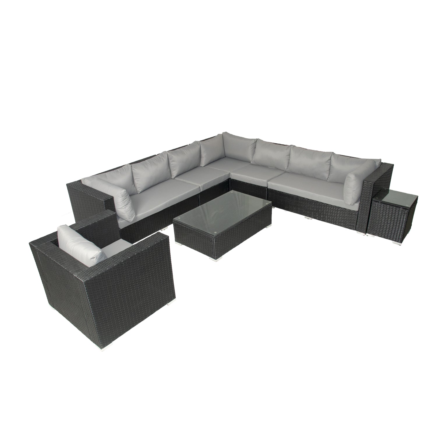 Salon de jardin modulable 6 places en résine gris et beige ENORA
