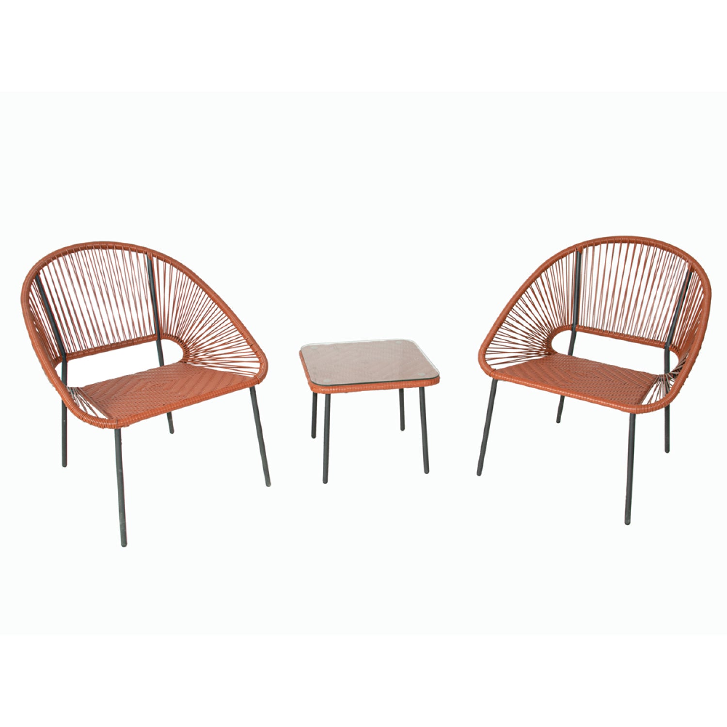 Salon de jardin 2 places avec table terracotta LIO