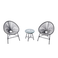Salon de jardin 2 fauteuils ronds et table basse gris VERANO