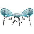 Salon de jardin 2 fauteuils ronds et table basse bleu VERANO