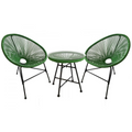 Salon de jardin 2 fauteuils ronds et table basse vert VERANO