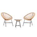 Salon de jardin 2 fauteuils ronds et table basse naturel VERANO
