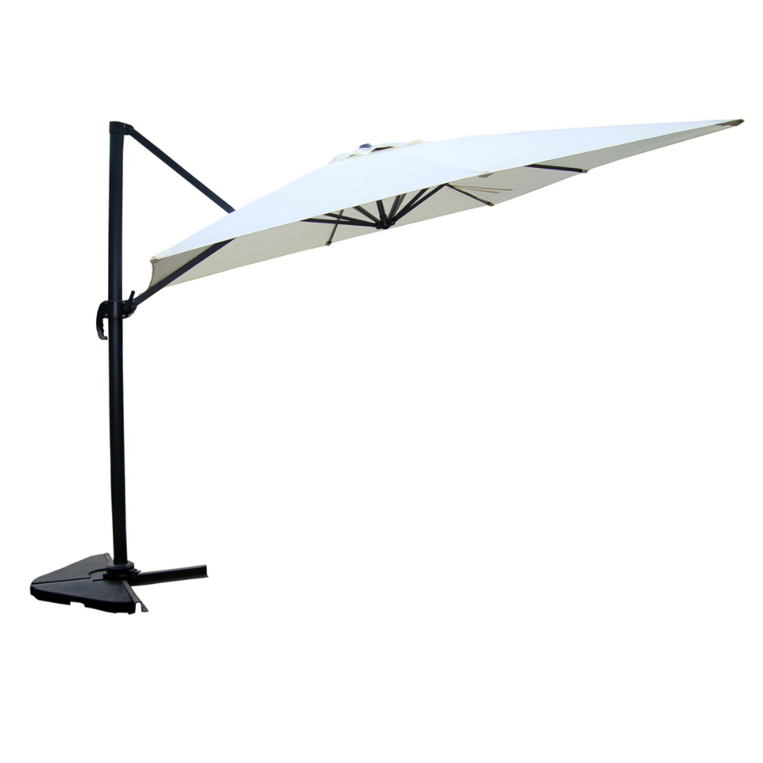 Parasol marron déporté carré 3 x 3 m rotatif à 360 RAFAELA
