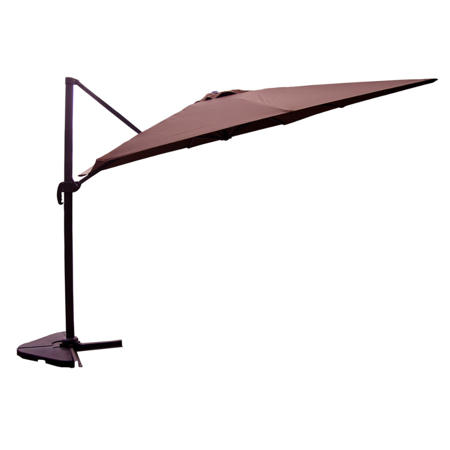 Parasol marron déporté carré 3 x 3 m rotatif à 360 RAFAELA