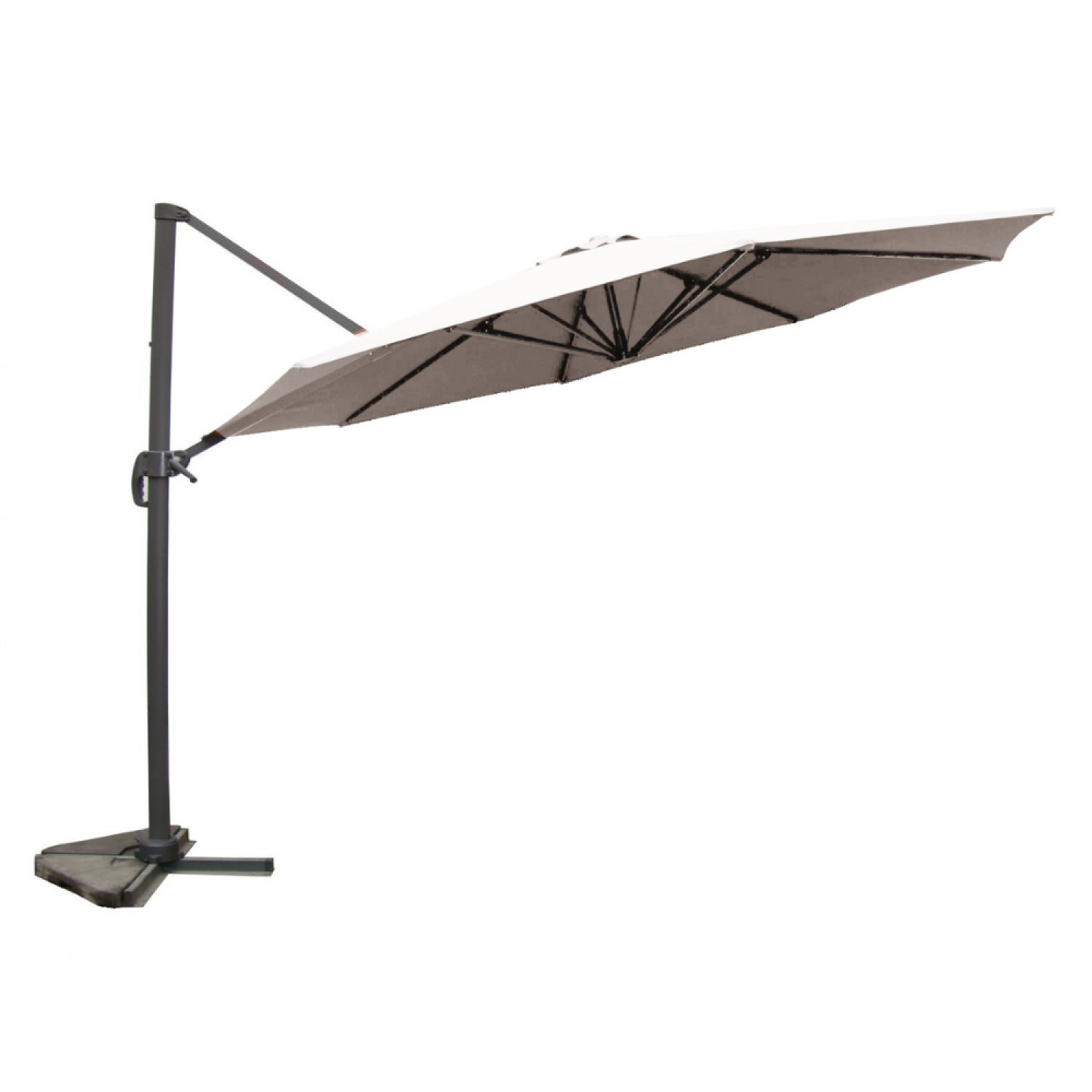 Parasol marron droit rond 3,5 x 3,5 m rotatif à 360 TARGA