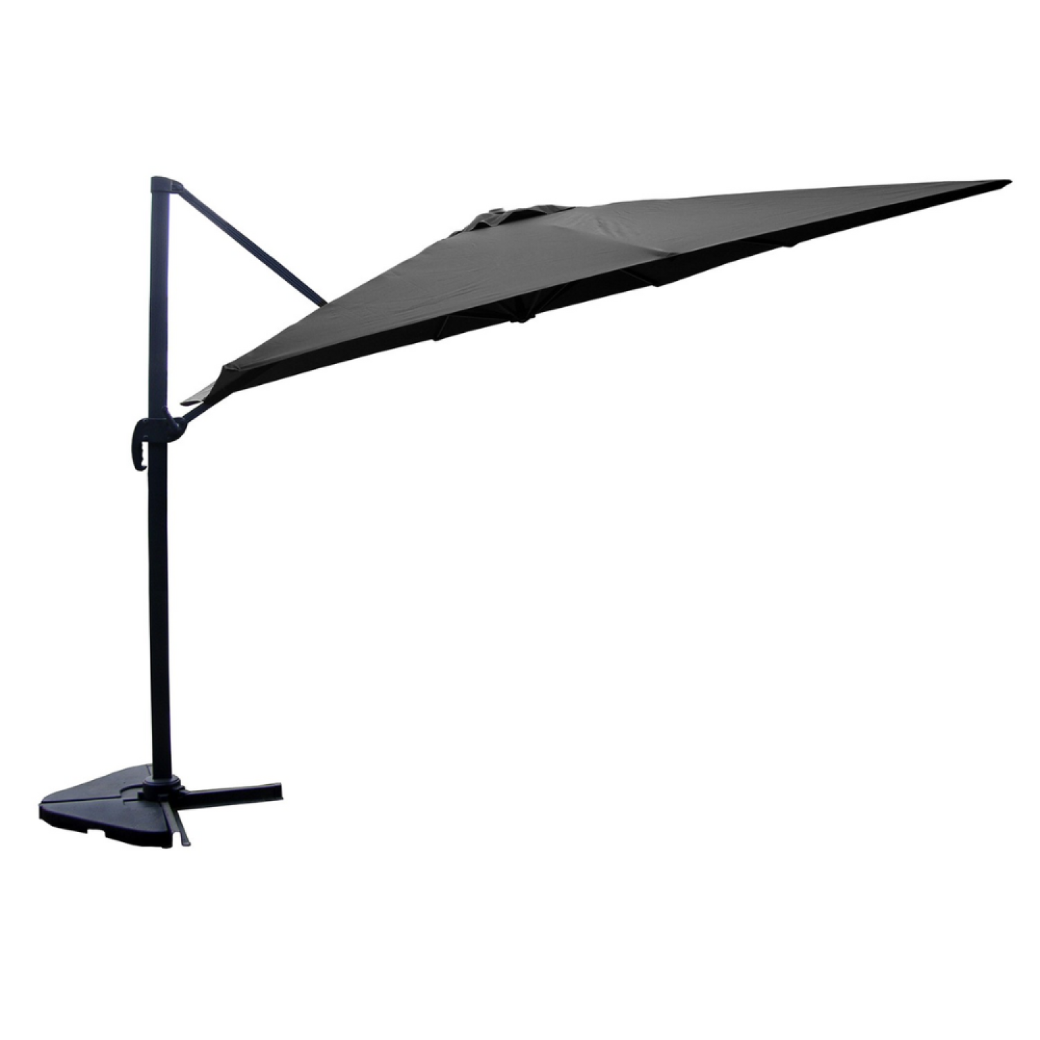 Parasol gris déporté carré 3 x 3 m rotatif à 360 RAFAELA