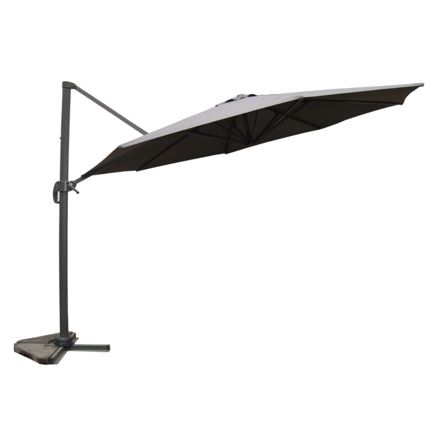 Parasol gris déporté rond 3,5 x 3,5 m rotatif à 360 TARGA