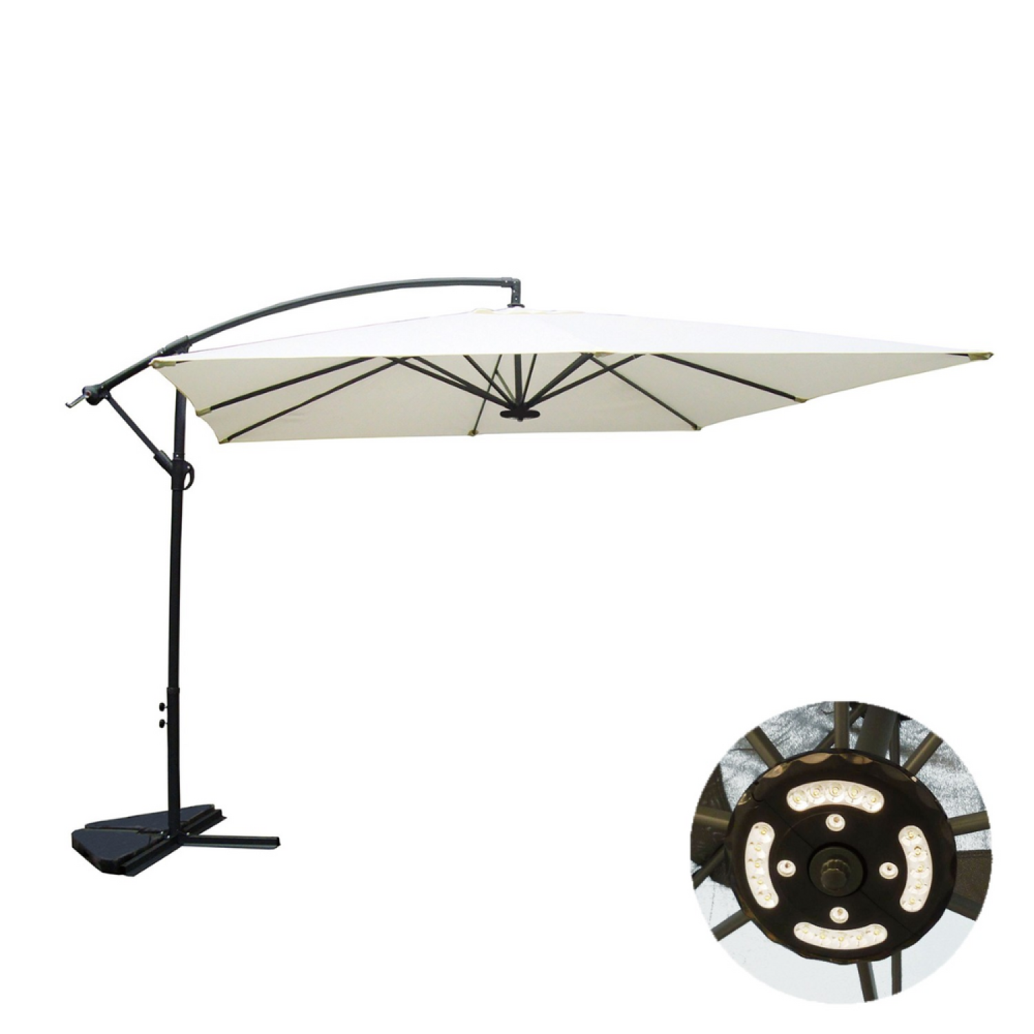 Parasol ecru déporté carré 3 x 3 m led DAVAGNA