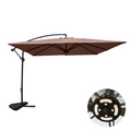 Parasol marron déporté carré 3 x 3 m led DAVAGNA