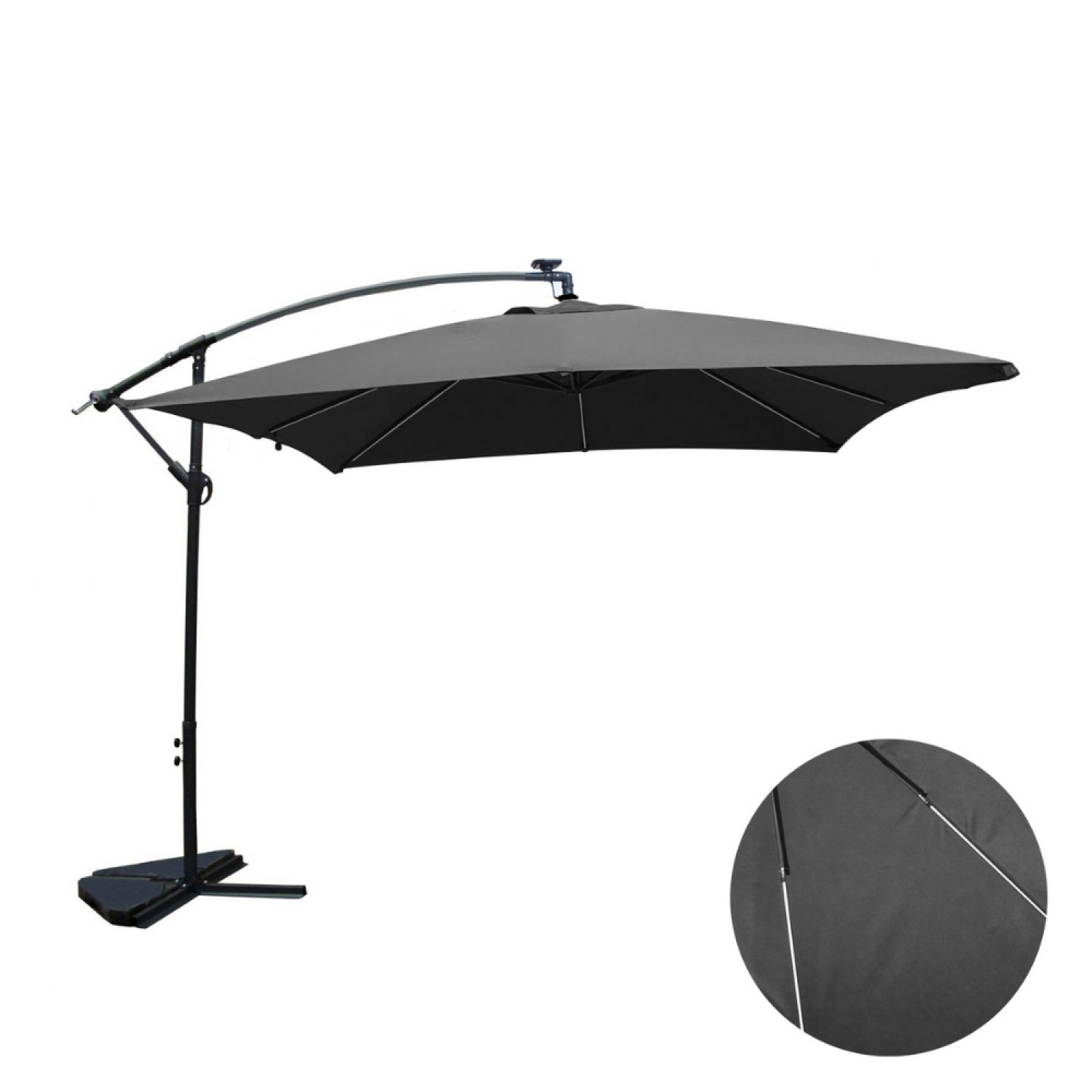 Parasol gris déporté carré 3 x 3 m led DAVAGNA