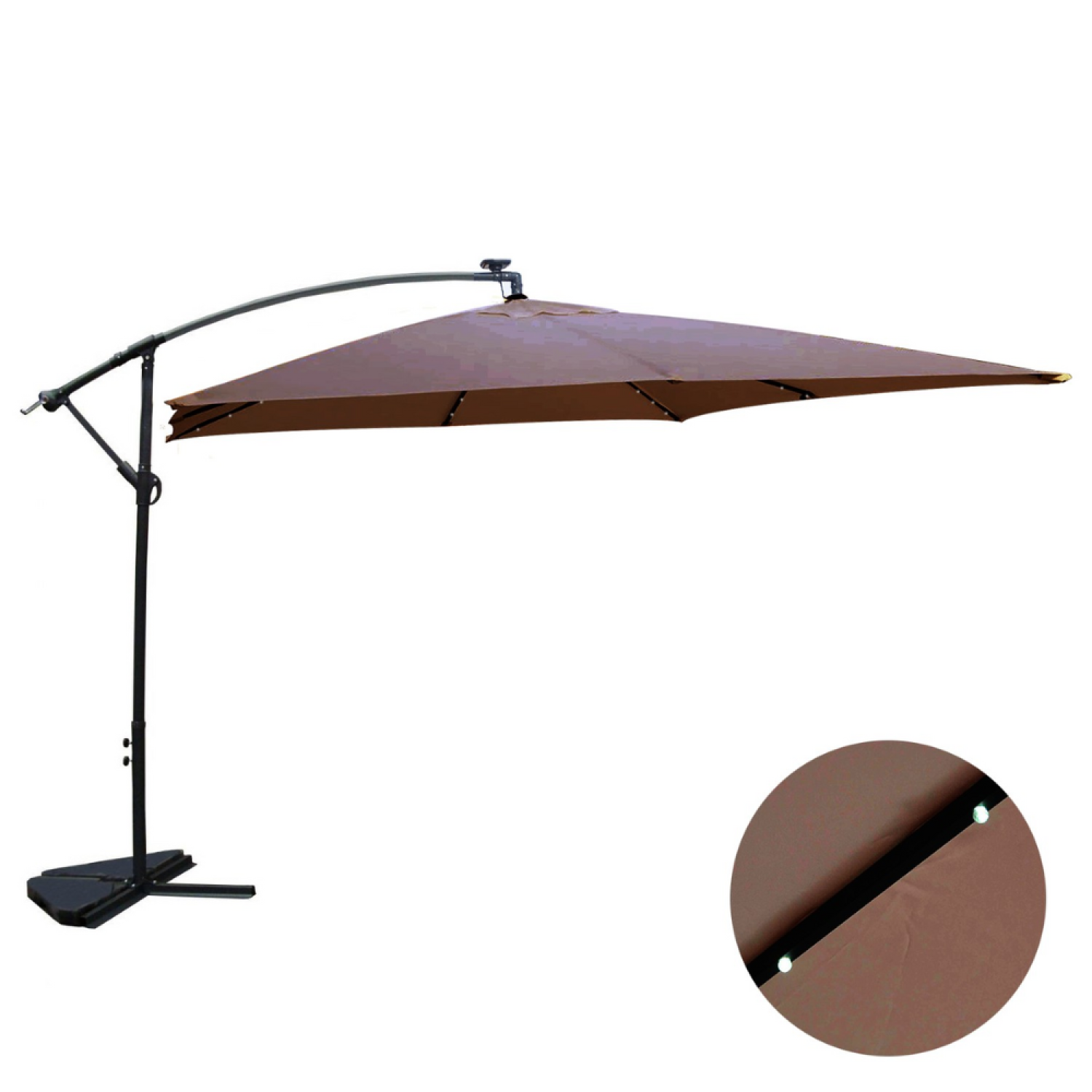 Parasol  marron droit carré 3 x 3 m led JOHAN