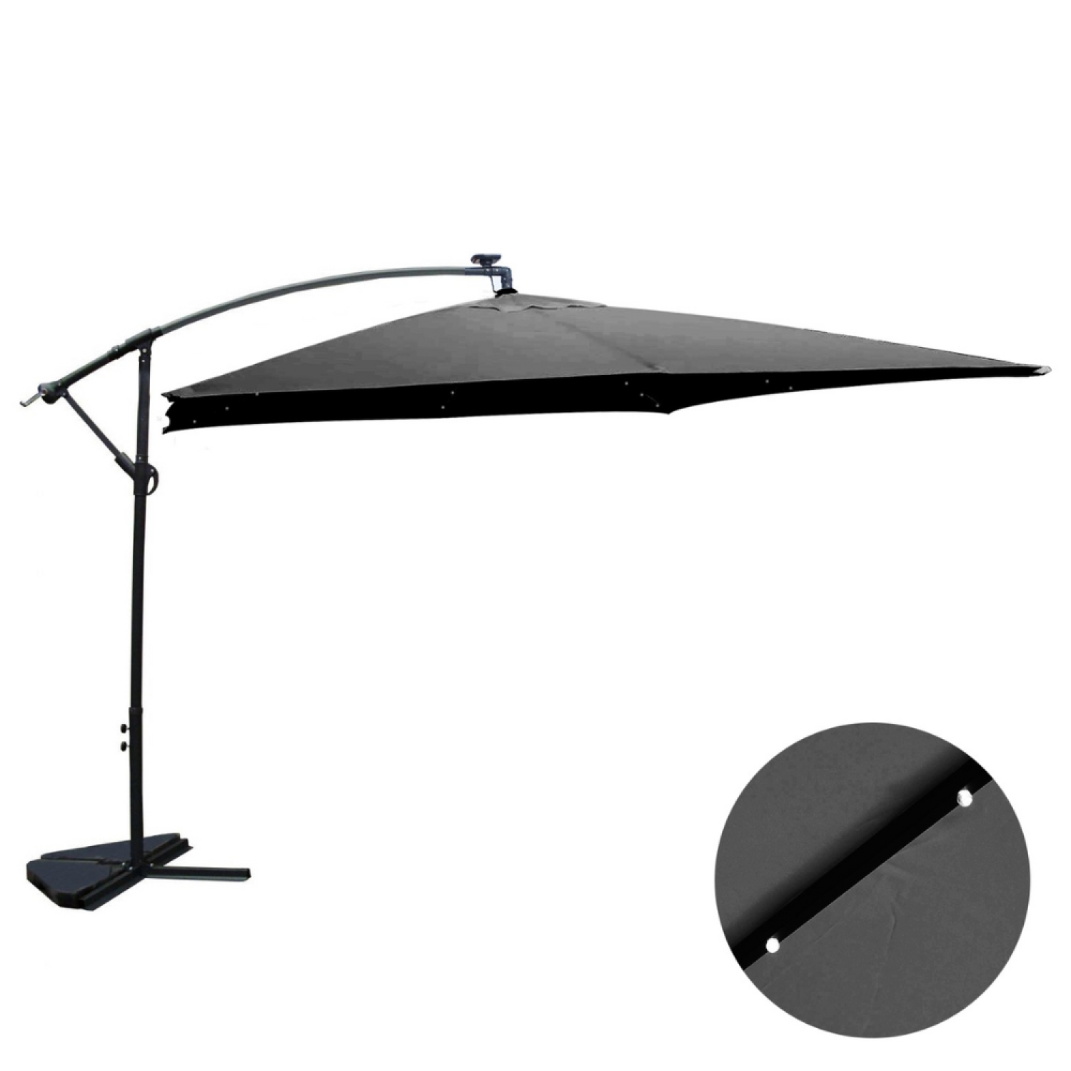 Parasol gris déporté carré 3 x 3 m led DAVAGNA