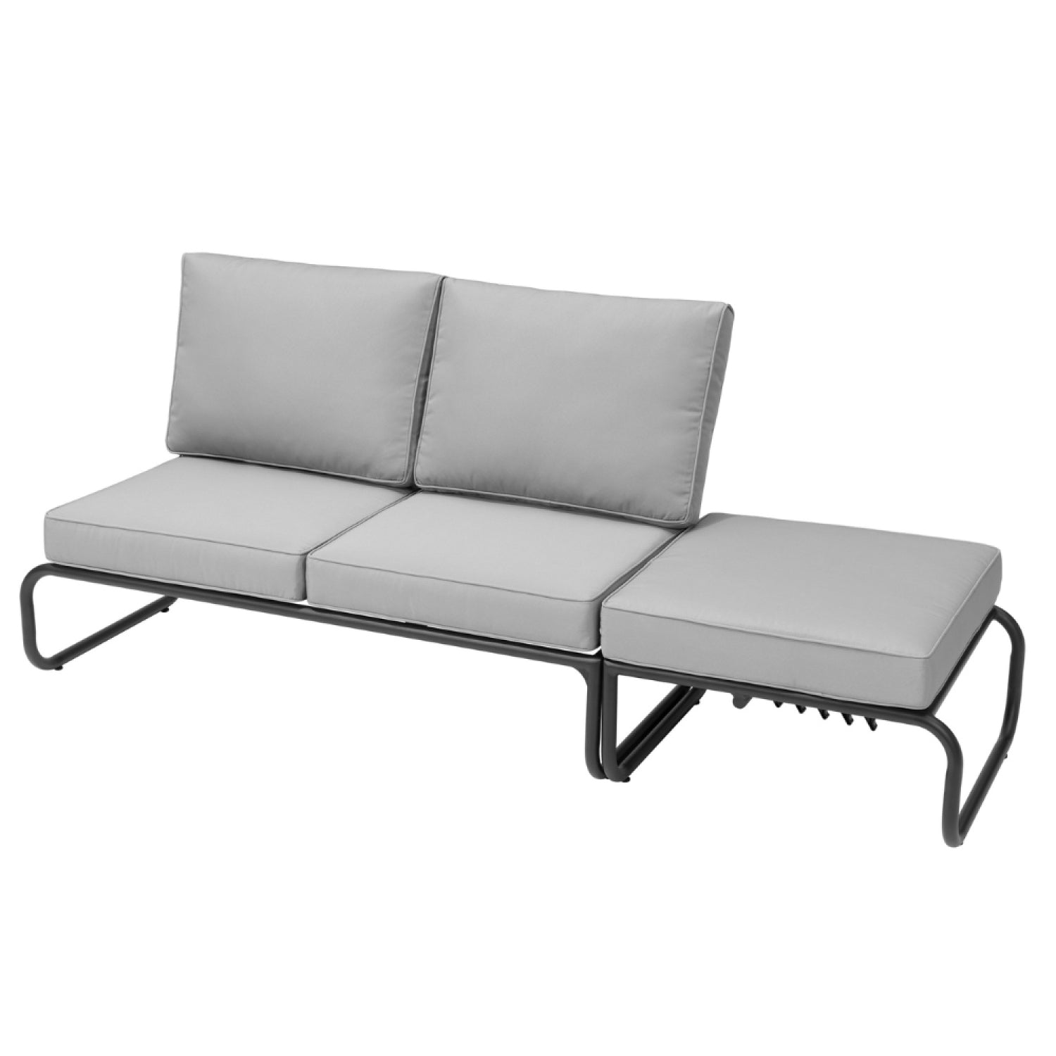 Salon de jardin canapé modulable 2-3 places gris en aluminium CALA