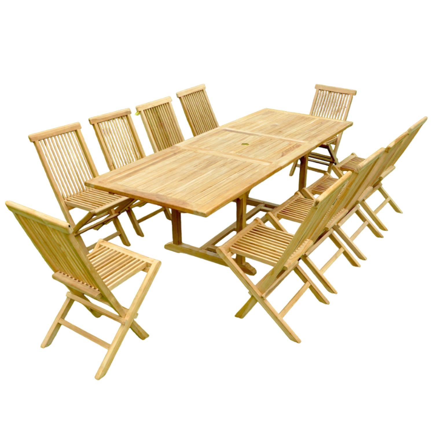 Salon de jardin teck 12 places table rectangulaire 10 chaises LIRENO