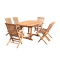 Table de jardin ovale et 4 chaises et 2 fauteuils en teck LIRENO