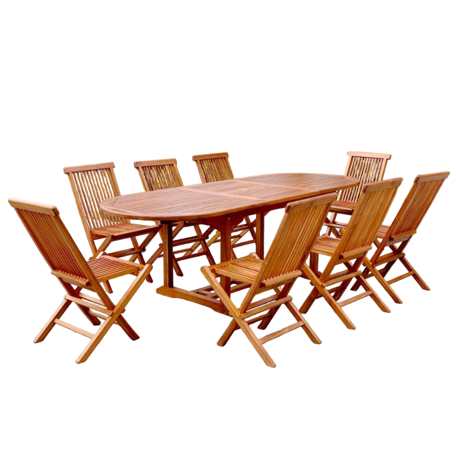Salon de jardin Teck huilé 8 personnes - Table ovale + 8 chaises LOBO
