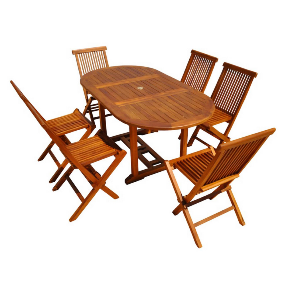 Table de jardin rectangulaire et 6 chaises en teck huilé LOBO