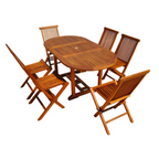 Table de jardin rectangulaire et 6 chaises en teck huilé LOBO