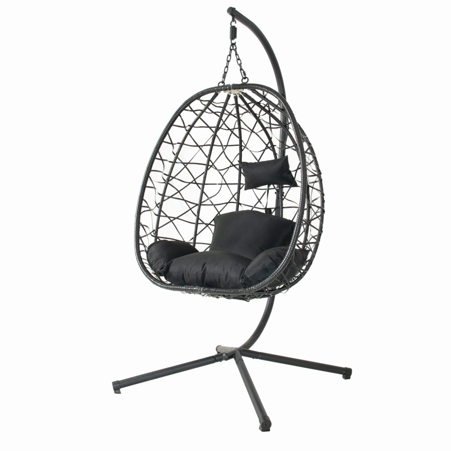 Fauteuil suspendu effet rotin noir RIGAE