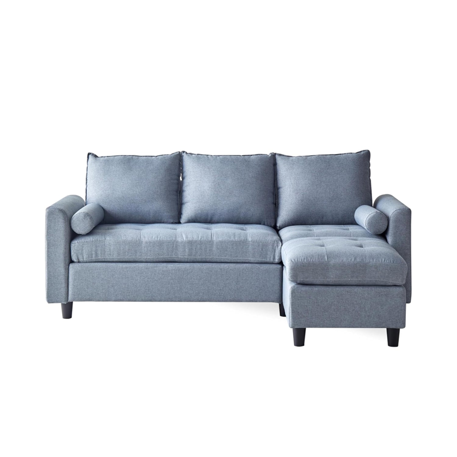 Canapé 3 places en tissu avec pouf gris clair CHARLES
