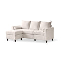 Canapé 3 places en tissu avec pouf beige CHARLES