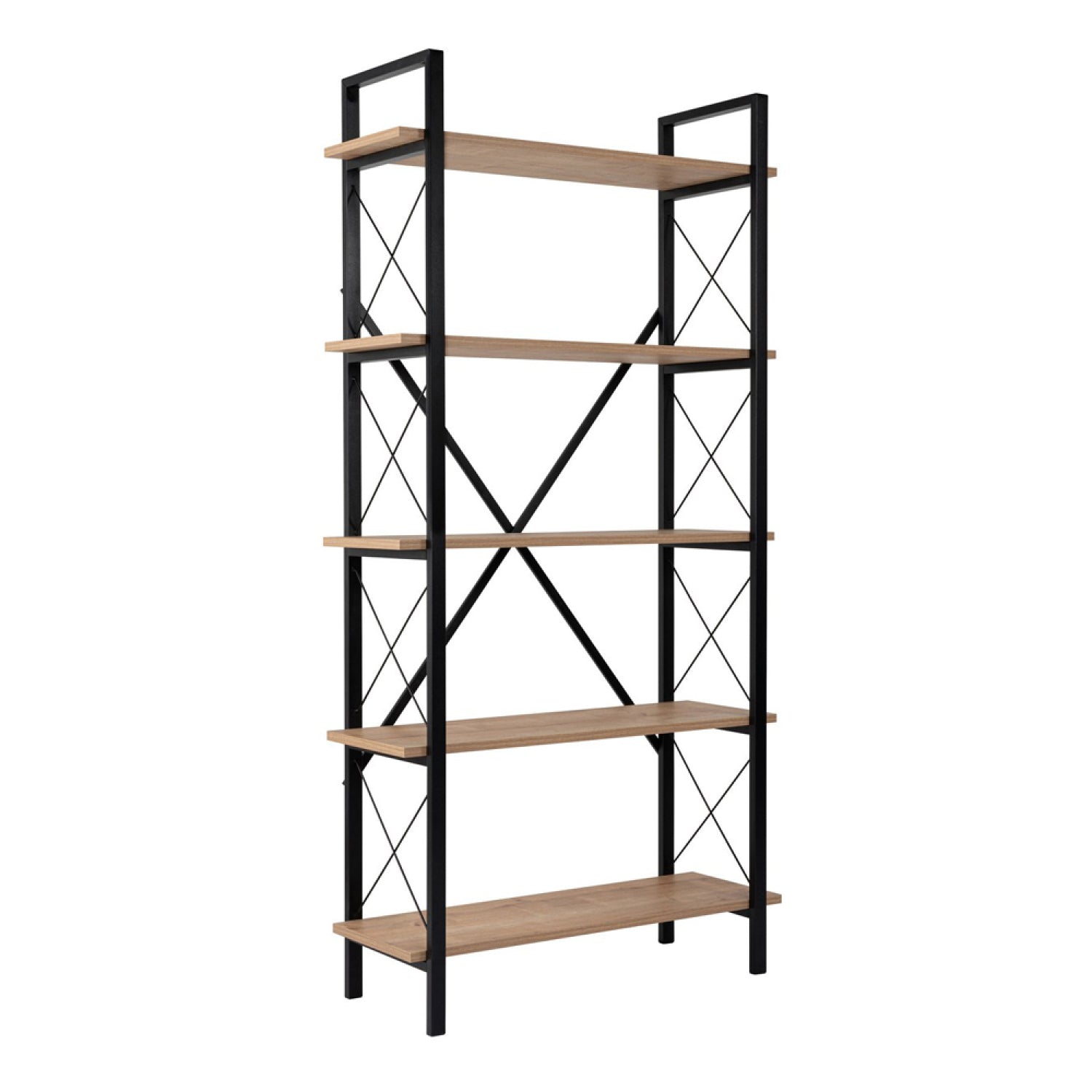 Etagère moderne 5 espaces de rangement bois et métal 180cm CEFALU