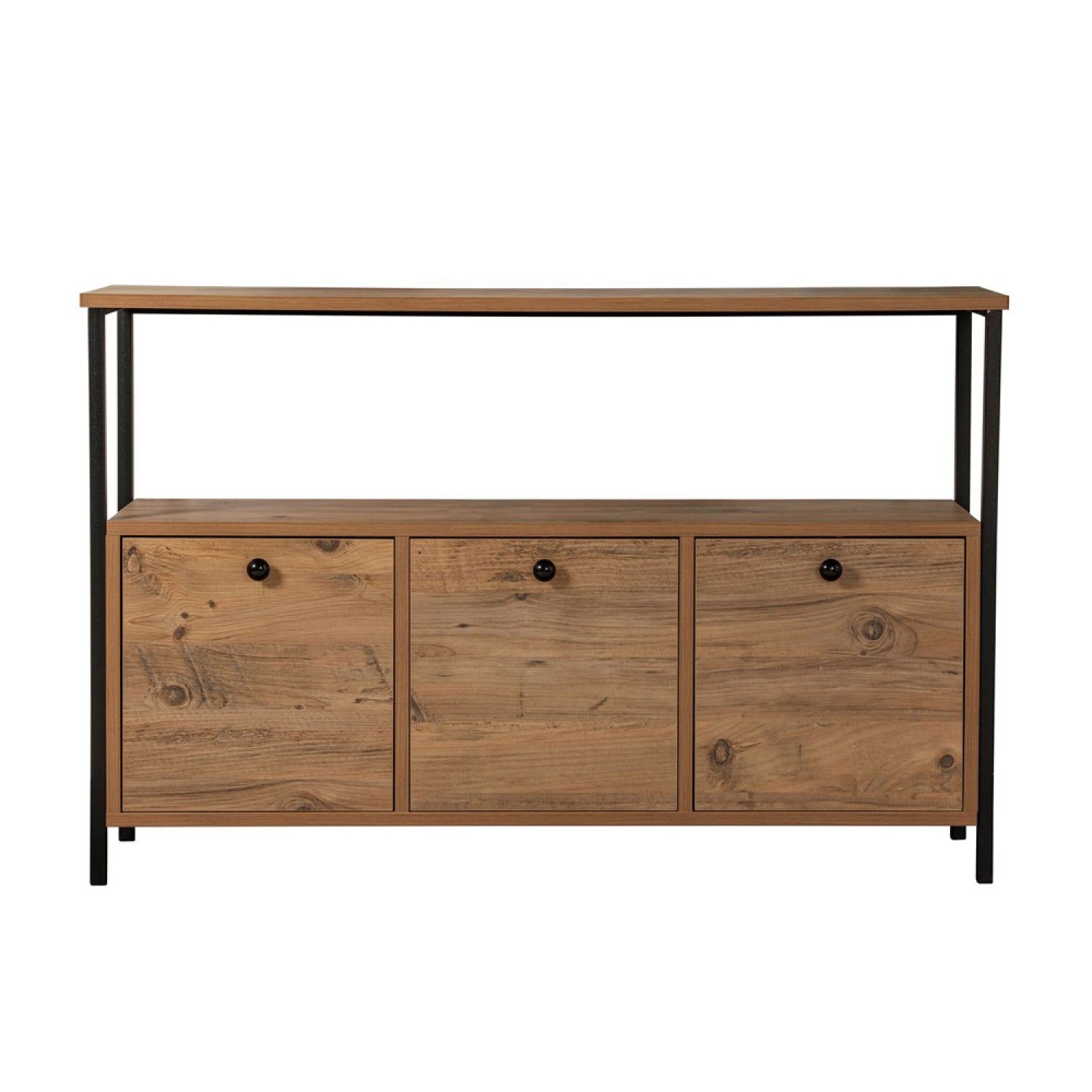 Console avec rangements bois et métal noir 120x77cm ALICE