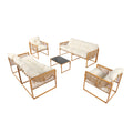 Salon de jardin 8 places effet rotin coussins blancs VALENCIA