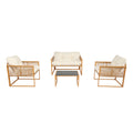 Salon de jardin 4 places effet rotin coussins blancs FORLI