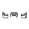 Salon de jardin 4 places contemporain noir et coussins gris CADIZ