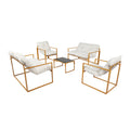 Salon de jardin 6 places contemporain marron et coussins beiges LANA