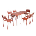 Salon de jardin repas 6 places terracotta FALCOU
