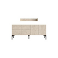 Buffet effet travertin 180 cm 6 portes et étagère TIRANA