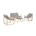 Salon de jardin 4 places contemporain brun et coussins gris CADIZ