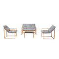 Salon de jardin 4 places contemporain brun et coussins gris CADIZ