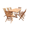 Salon de jardin Teck 10 places Table rectangulaire 6 chaises 2 fauteuils ADAGNA