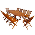 Table de jardin ovale 8 chaises et 2 fauteuils en teck huilé LOBO