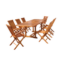 Table rectangulaire 6 chaises et 2 fauteuils en teck huilé LOBO